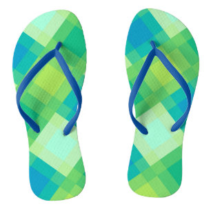 Mid-Century mega plaid - jade green Flip Flops