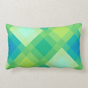 Mid-Century mega plaid - jade green Lumbar Pillow