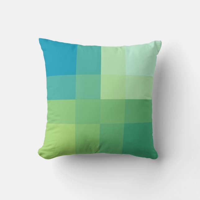 Mid-Century mega plaid - jade green Throw Pillow (Front)