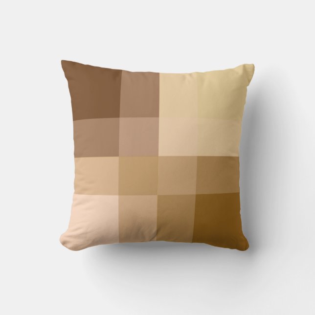 Mid-Century mega plaid - tan and peach Throw Pillow (Front)
