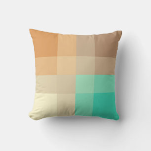 Mid-Century mega plaid - tan & turquoise Throw Pillow