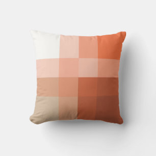 Mid-Century mega plaid - taupe and coral Throw Pillow