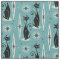 Mid Century Meow Retro Atomic Cats on Blue