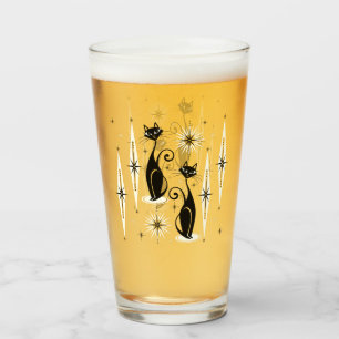 Mid Century Meow Retro Atomic Cats ©studioxtine Glass