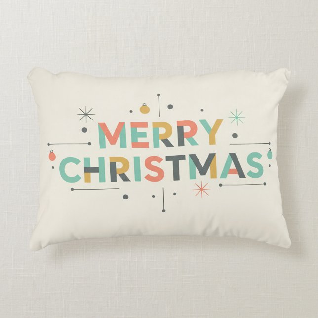 Mid-Century Merry Christmas – Retro Style Accent Pillow (Front)