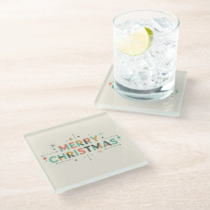 Mid-Century Merry Christmas – Retro Style Glass Coaster