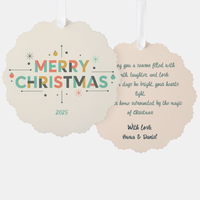 Mid-Century Merry Christmas – Retro Style Ornament Card (Front/Back)