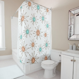 Mid-century Midern Starburst pattern shower curtai