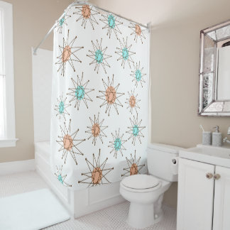 Mid-century Midern Starburst pattern shower curtai