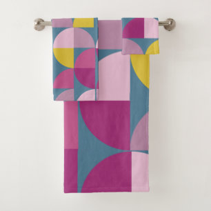 mid century mild psychedelic purple pink colours m bath towel set