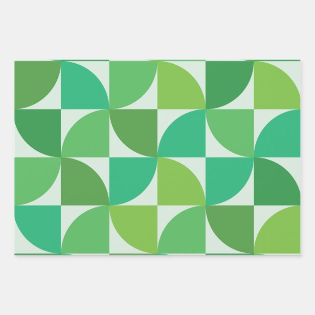  Mid Century Mint and lime green abstract pattern  Wrapping Paper Sheet (Front)