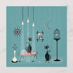 Mid Century Mischief / Cat Red-Handed II B Invitation