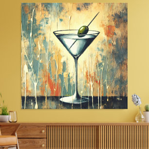 Mid Century Mixed Media Martini Art Canvas Print