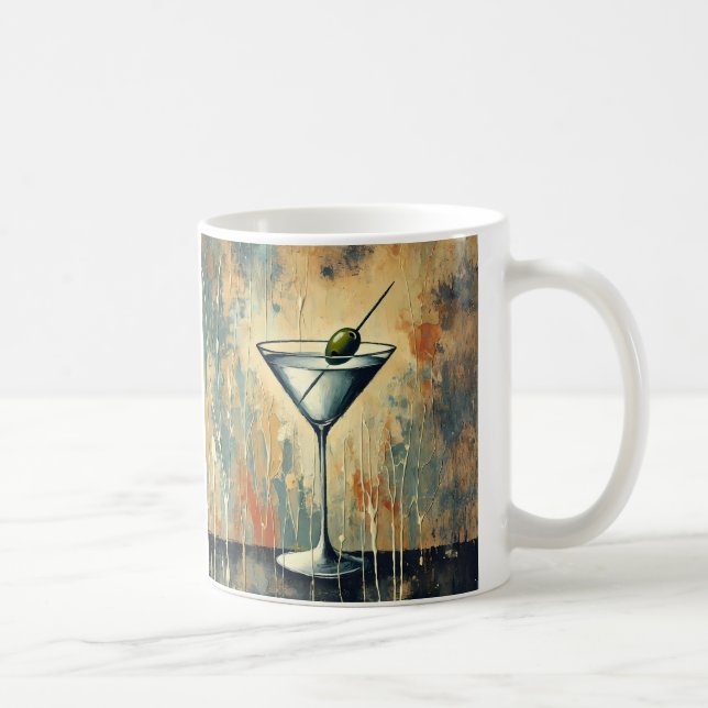 Mid Century Mixed Media Martini Art Coffee Mug (Right)