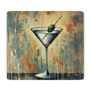 Mid Century Mixed Media Martini Art Cutting Board