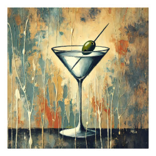 Mid Century Mixed Media Martini Art Photo Print