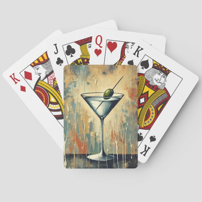 Mid Century Mixed Media Martini Art Playing Cards (Back)
