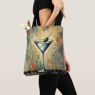 Mid Century Mixed Media Martini Art Tote Bag