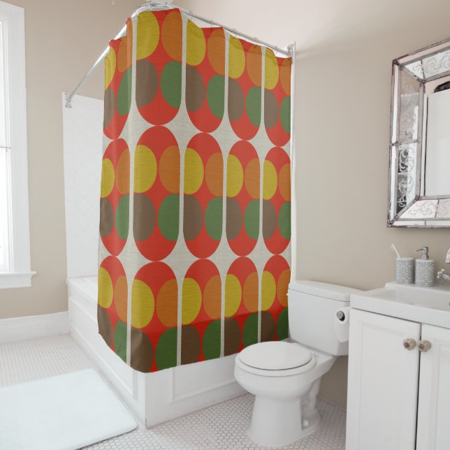 Mid century mod 60s 70s shower curtain (In Situ)