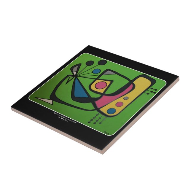 Mid Century Mod Abstract #4 painting on a Tile (Side)