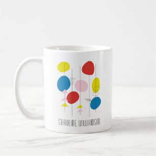 Mid Century Mod Atomic Art in Red Personalized  Coffee Mug