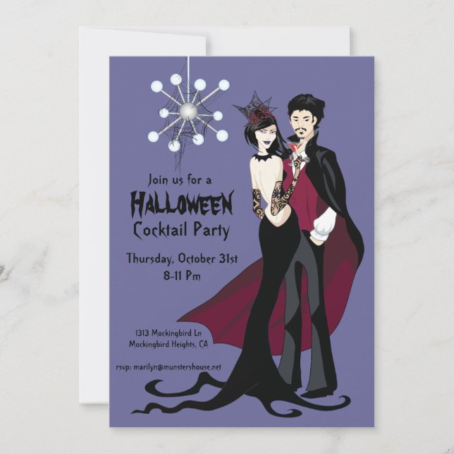 Mid-Century Mod Atomic Halloween Party Invitation (Front)