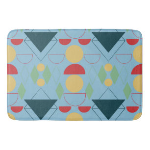 Mid Century Mod Blue Geometric  Bath Mat