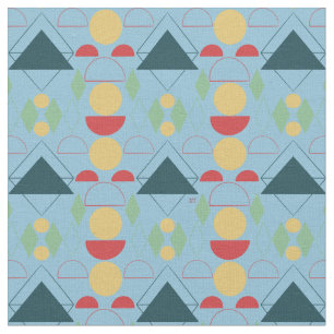 Mid Century Mod Blue Geometric Fabric