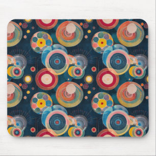 Mid Century Mod Circles in style of Hilma af Klint Mouse Pad