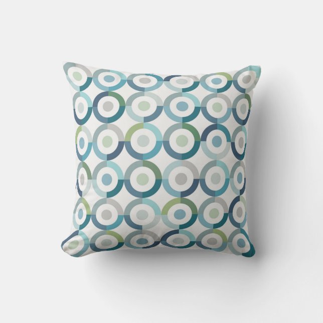 Mid Century Mod Colour Block Rings Pattern Throw Pillow (Front)