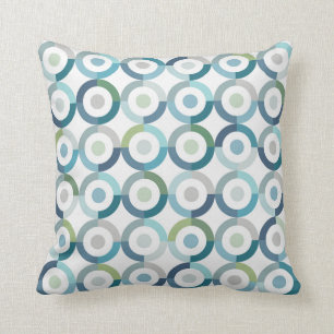 Mid Century Mod Colour Block Rings Pattern Throw Pillow