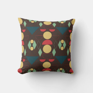 Mid Century Mod Geometric Brown  Throw Pillow