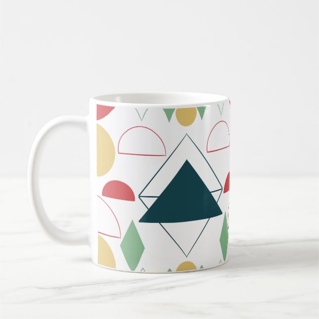 Mid Century Mod Geometric Colourful Coffee Mug (Left)