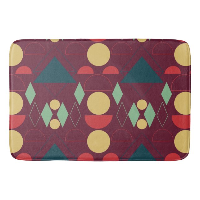 Mid Century Mod Geometric Fuchsia  Bath Mat (Front)