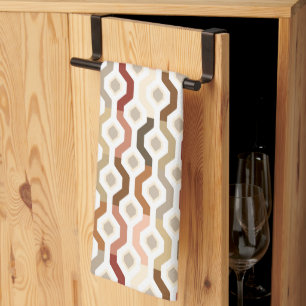 Mid Century Mod Geometric Link Pattern Kitchen Towel