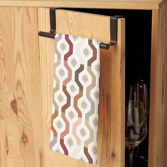Mid Century Mod Geometric Link Pattern Kitchen Towel (Thirds Fold)