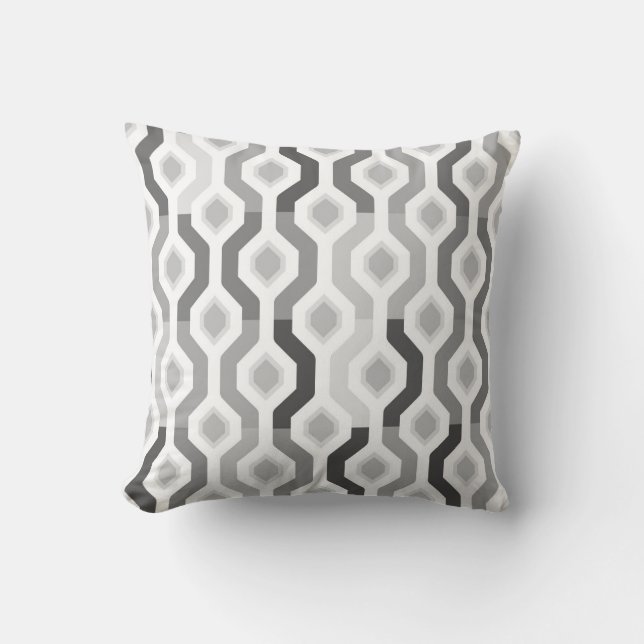 Mid Century Mod Geometric Link Pattern Throw Pillow (Front)