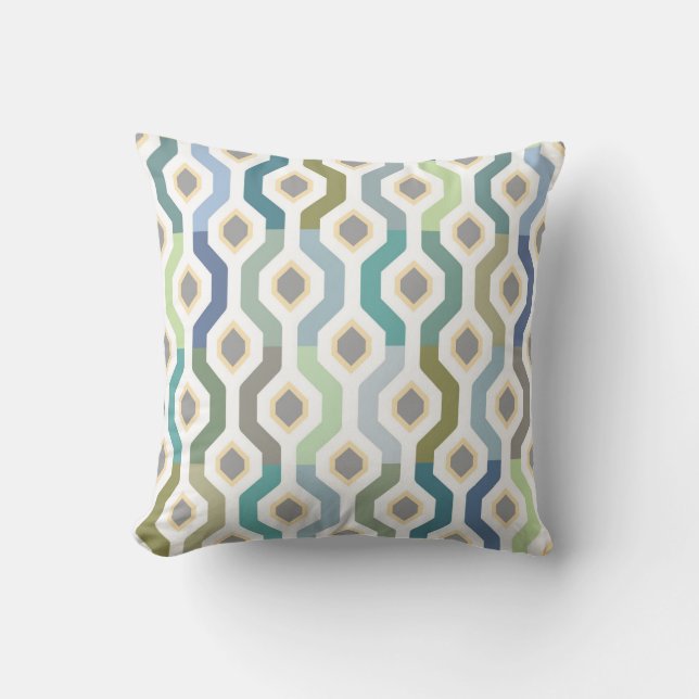 Mid Century Mod Geometric Link Pattern Throw Pillow (Front)