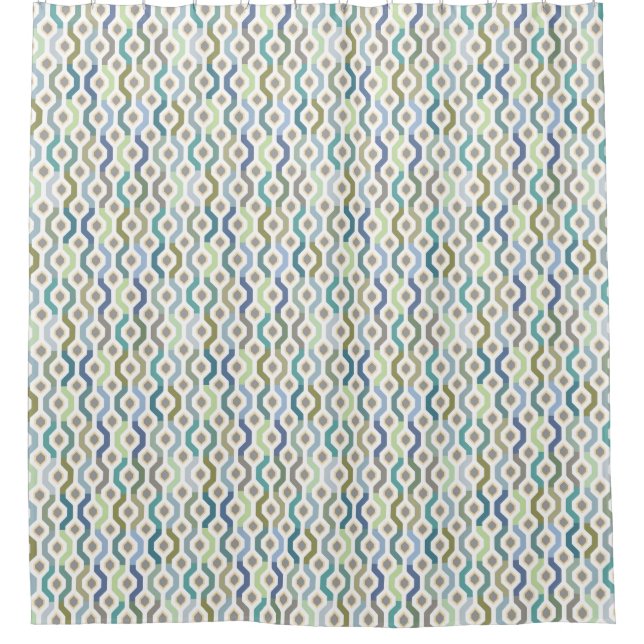 Mid Century Mod Geometric Pattern Blues (Front)