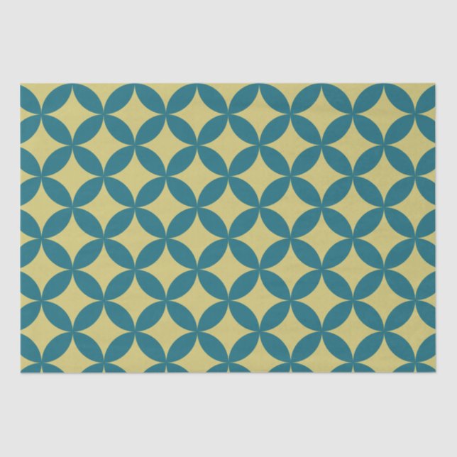 Mid-Century Mod Geometric Retro Modern Blue Green Tissue Paper (Front)