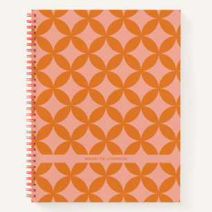 Mid-Century Mod Geometric Retro Modern Orange Sun Notebook