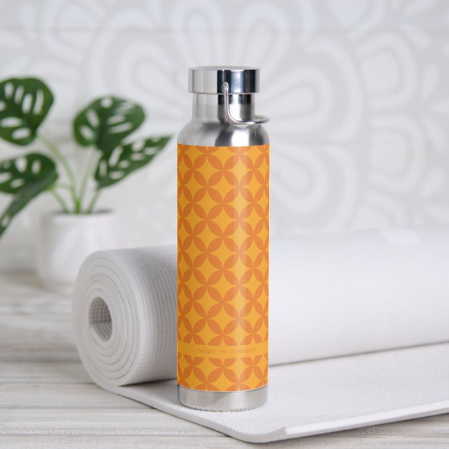 Mid-Century Mod Geometric Retro Modern Orange Sun Water Bottle (Yoga)