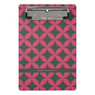 Mid-Century Mod Geometric Retro Modern Pink & Fir Mini Clipboard