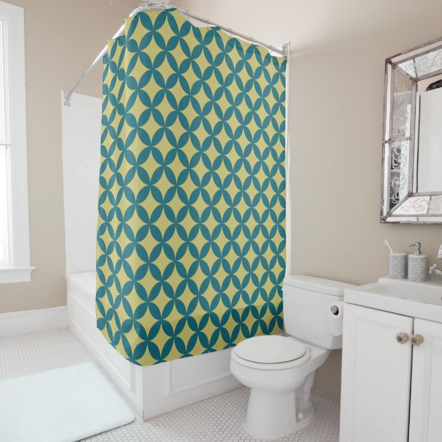 Mid-Century Mod Geometric Retro Modern Teal Green (In Situ)