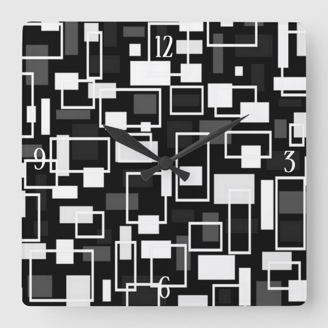 Mid Century Mod Geometric Square Wall Clock (Front)