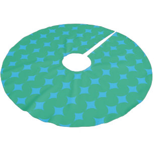 Mid Century Mod Green and Blue Geometric Pattern Brushed Polyester Tree Skirt