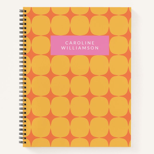 Mid Century Mod in Yellow and Orange Personalized Notebook (Front)
