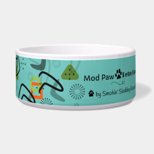 Mid Century Mod Inspired Retro Ceramic Pet Bowl