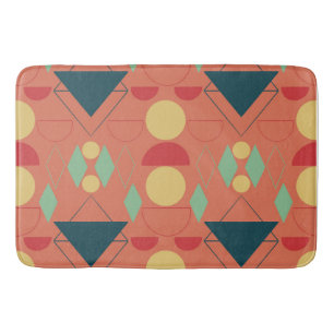 Mid Century Mod Orange Geometric Bath Mat