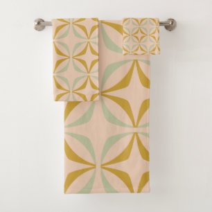 Mid Century Mod Pattern in Pastel Colors Bath Towel Set